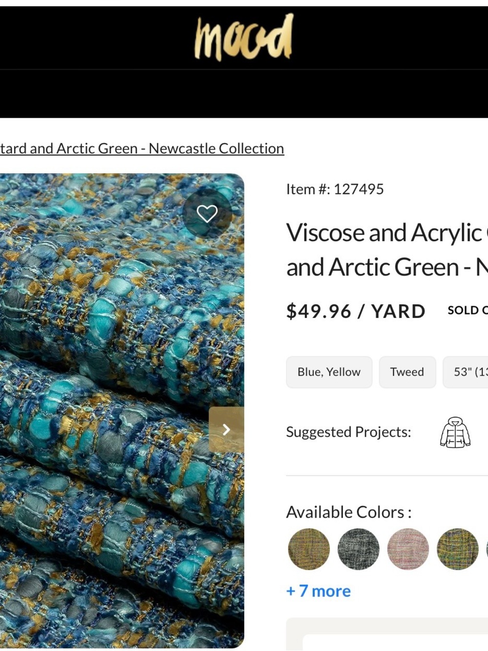 Boucle sewing fabric Blue Chenille Tweed from Mood